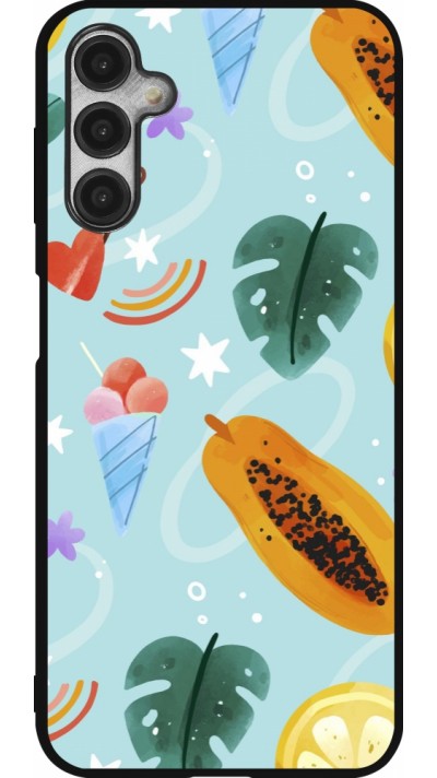 Samsung Galaxy A14 5G Case Hülle - Silikon schwarz Summer 2025 Pattern papaya