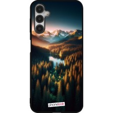 Samsung Galaxy A14 5G Case Hülle - Silikon schwarz Sonnenuntergang Waldsee