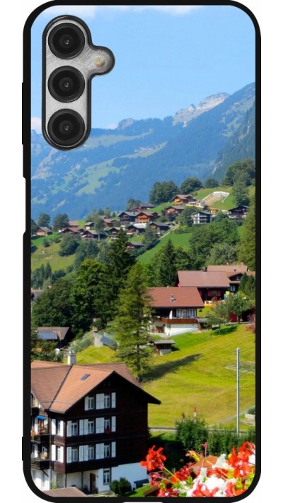 Coque Samsung Galaxy A14 5G - Silicone rigide noir Fête Nationale Suisse Paysage