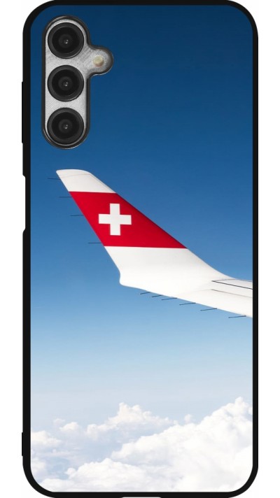 Coque Samsung Galaxy A14 5G - Silicone rigide noir Fête Nationale Suisse Sky Swiss Flag