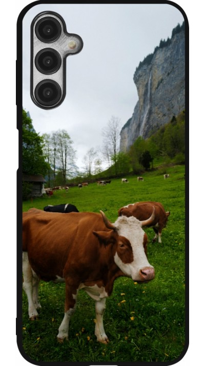 Coque Samsung Galaxy A14 5G - Silicone rigide noir Fête Nationale Suisse Vaches