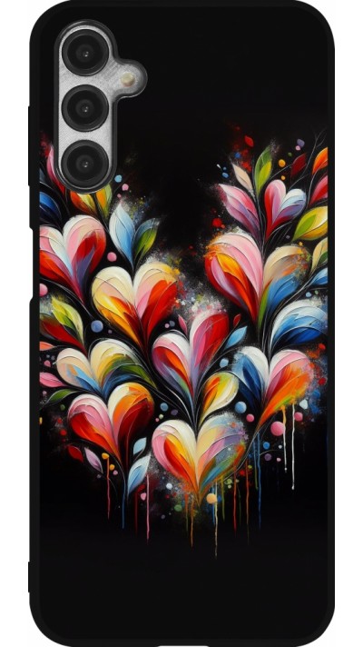 Samsung Galaxy A14 5G Case Hülle - Silikon schwarz Valentin 2024 Schwarzes Herz Abstrakt