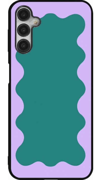 Samsung Galaxy A14 5G Case Hülle - Silikon schwarz Wavy Rectangle Green Purple
