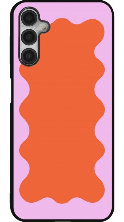 Samsung Galaxy A14 5G Case Hülle - Silikon schwarz Wavy Rectangle Orange Pink
