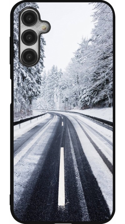 Samsung Galaxy A14 5G Case Hülle - Silikon schwarz Winter 22 Snowy Road