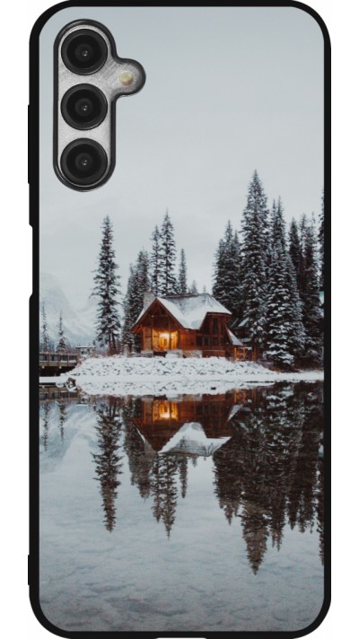 Samsung Galaxy A14 5G Case Hülle - Silikon schwarz Winter 25 Winter house forest afternoon