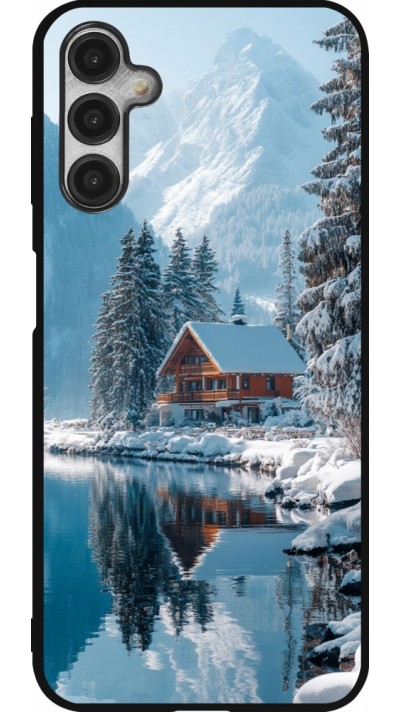 Samsung Galaxy A14 5G Case Hülle - Silikon schwarz Winter 25 Winter house forest day