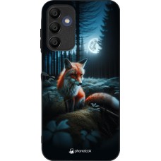 Coque Samsung Galaxy A15 - Silicone rigide noir Renard lune forêt