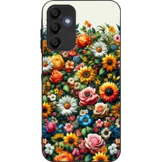 Samsung Galaxy A15 Case Hülle - Silikon schwarz Sommer Blumenmuster