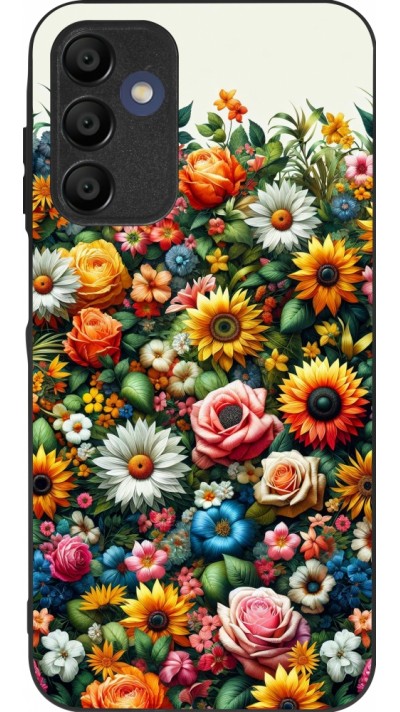 Samsung Galaxy A15 Case Hülle - Silikon schwarz Sommer Blumenmuster
