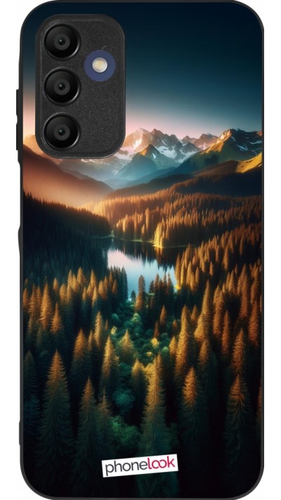 Samsung Galaxy A15 Case Hülle - Silikon schwarz Sonnenuntergang Waldsee