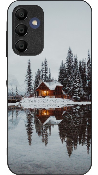 Samsung Galaxy A15 Case Hülle - Silikon schwarz Winter 25 Winter house forest afternoon