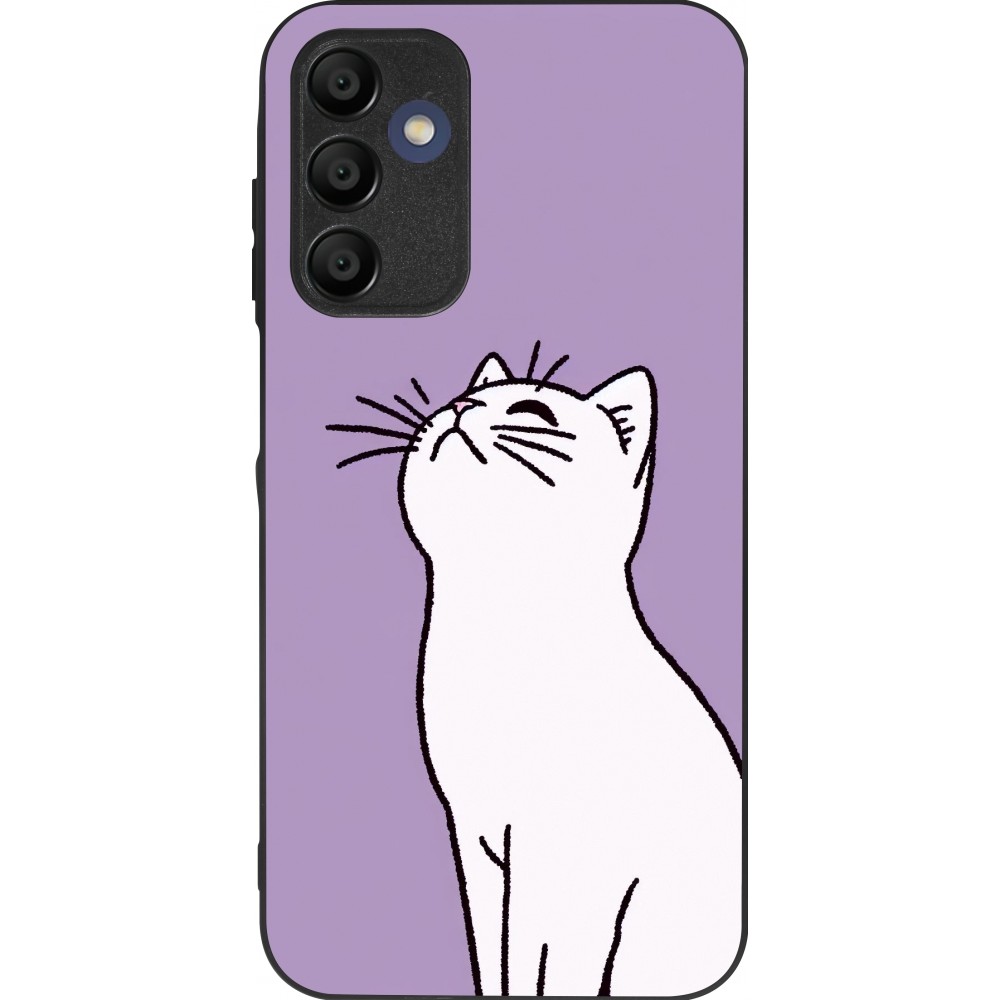 Samsung Galaxy A16 Case Hülle - Silikon schwarz Chat auf lila Hintergrund