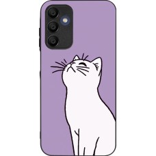 Samsung Galaxy A16 Case Hülle - Silikon schwarz Chat auf lila Hintergrund