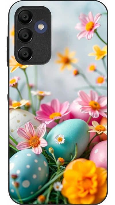 Samsung Galaxy A16 Case Hülle - Silikon schwarz Easter 2026 Eggs with flowers