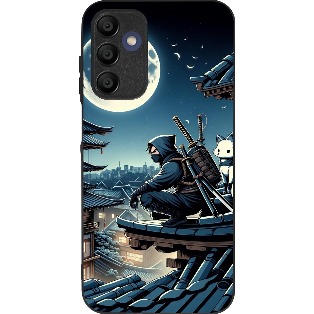 Samsung Galaxy A16 Case Hülle - Silikon schwarz Ninja unter dem Mond