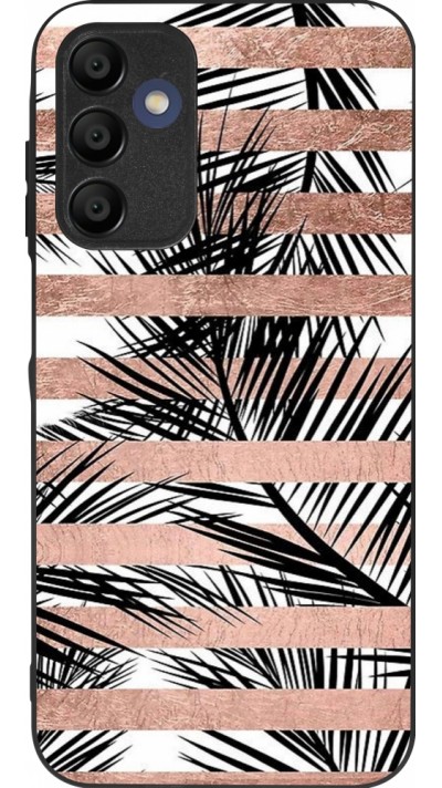 Samsung Galaxy A16 Case Hülle - Silikon schwarz Palm trees gold stripes