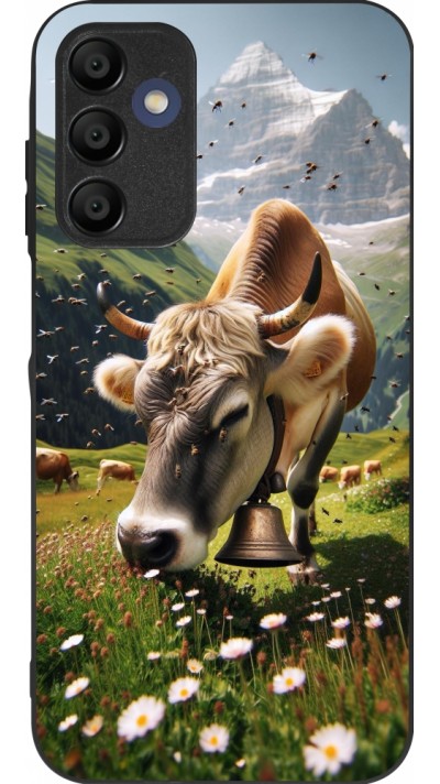 Coque Samsung Galaxy A16 - Silicone rigide noir Vache montagne Valais