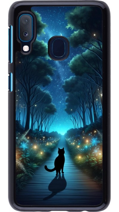 Samsung Galaxy A20e Case Hülle - Schwarze Katze Spaziergang