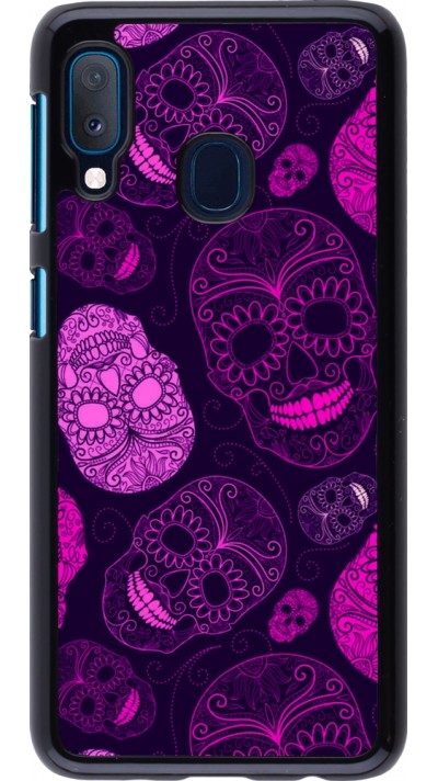 Samsung Galaxy A20e Case Hülle - Halloween 2023 pink skulls