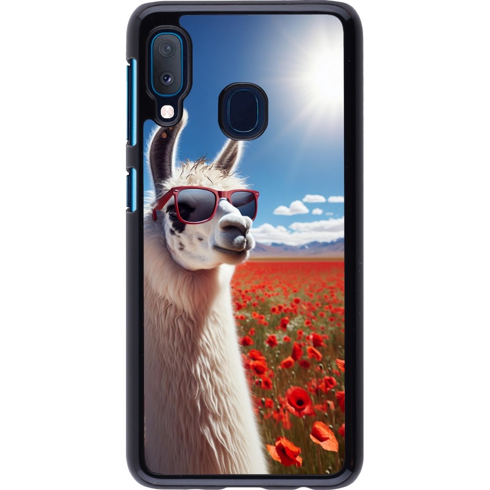 Samsung Galaxy A20e Case Hülle - Lama Chic in Mohnblume