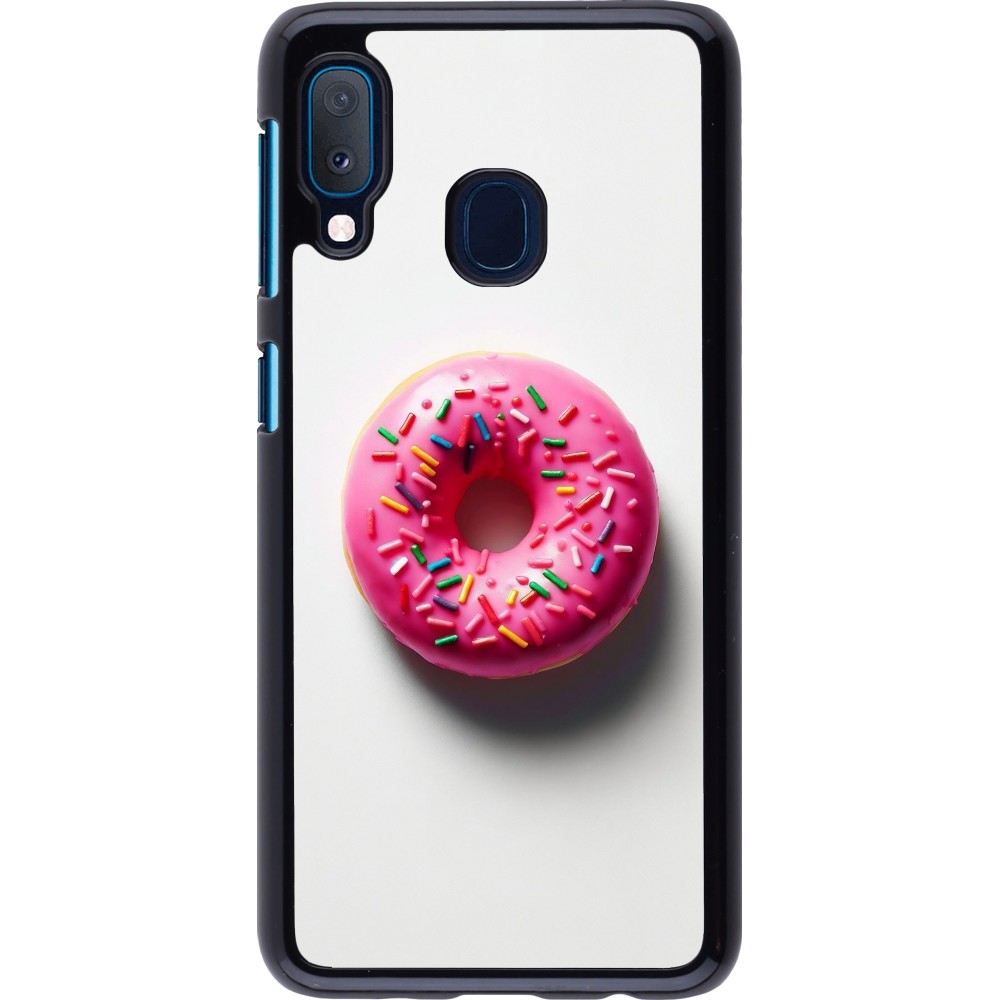 Samsung Galaxy A20e Case Hülle - Weisser Hintergrund, pinker Donut