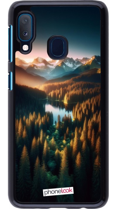 Samsung Galaxy A20e Case Hülle - Sonnenuntergang Waldsee