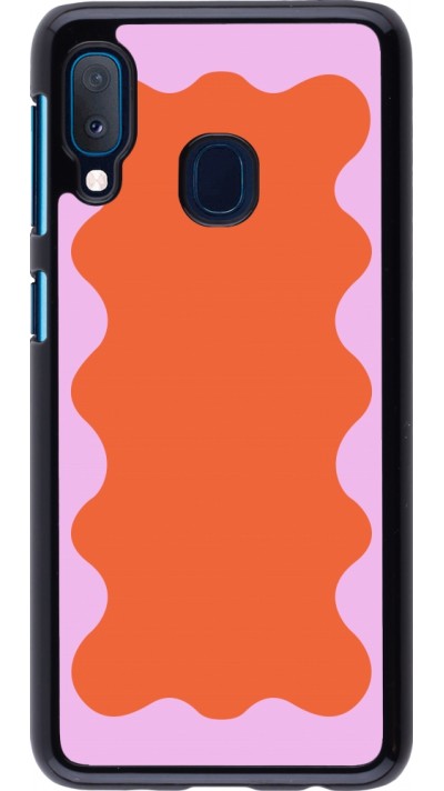Samsung Galaxy A20e Case Hülle - Wavy Rectangle Orange Pink
