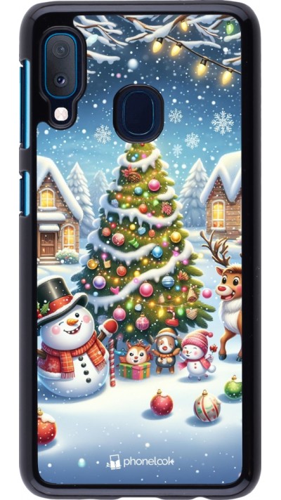 Samsung Galaxy A20e Case Hülle - Weihnachten 2023 Schneemann und Tannenbaum