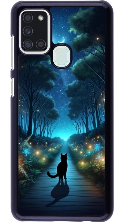Samsung Galaxy A21s Case Hülle - Schwarze Katze Spaziergang