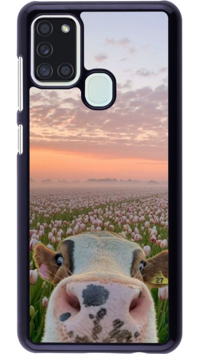 Samsung Galaxy A21s Case Hülle - Cow with tulips Spring 2026