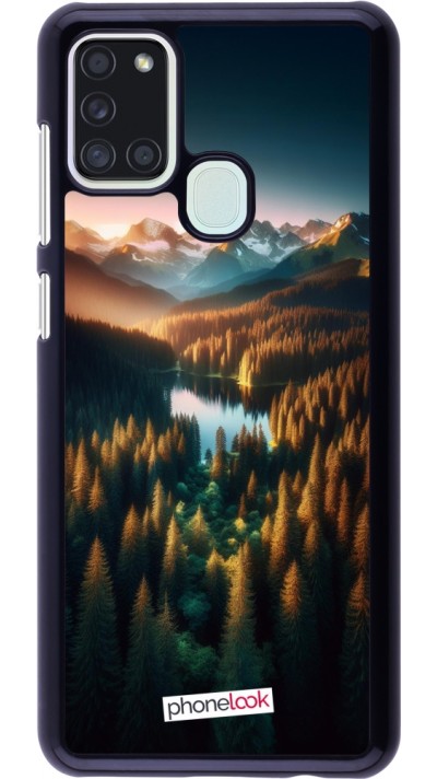 Samsung Galaxy A21s Case Hülle - Sonnenuntergang Waldsee
