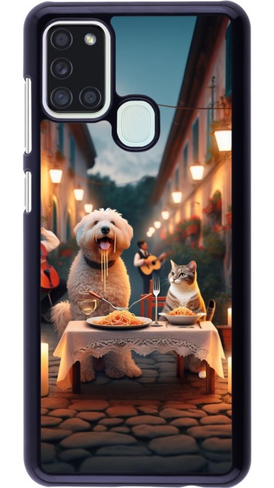 Samsung Galaxy A21s Case Hülle - Valentin 2024 Hund & Katze Kerzenlicht