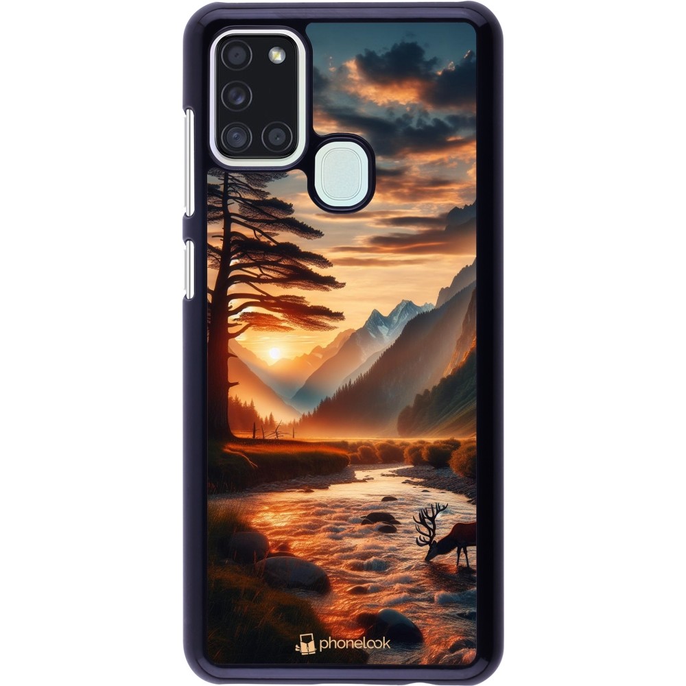 Samsung Galaxy A21s Case Hülle - Tal Sonnenuntergang Hirsch Baum