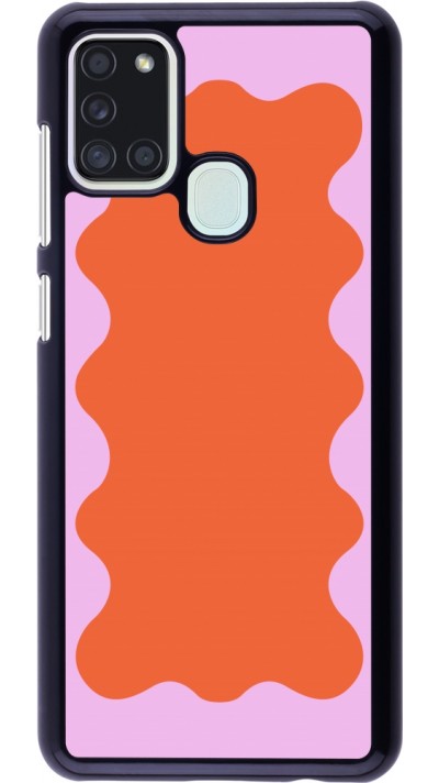 Samsung Galaxy A21s Case Hülle - Wavy Rectangle Orange Pink