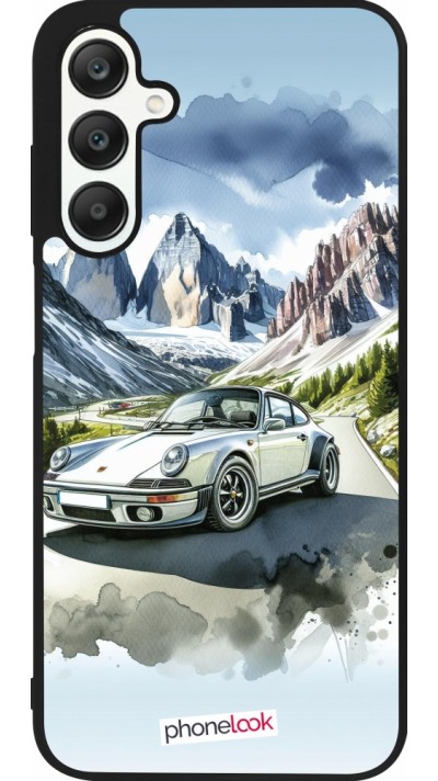 Coque Samsung Galaxy A25 - Silicone rigide noir Porsche 911 Mountain Watercolor