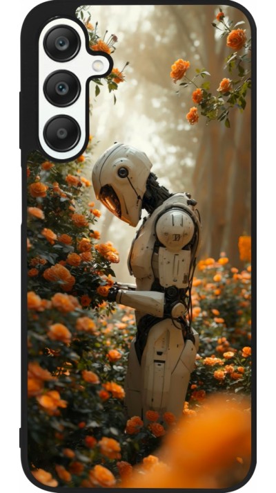 Samsung Galaxy A25 Case Hülle - Silikon schwarz Astronaut flowers 2025