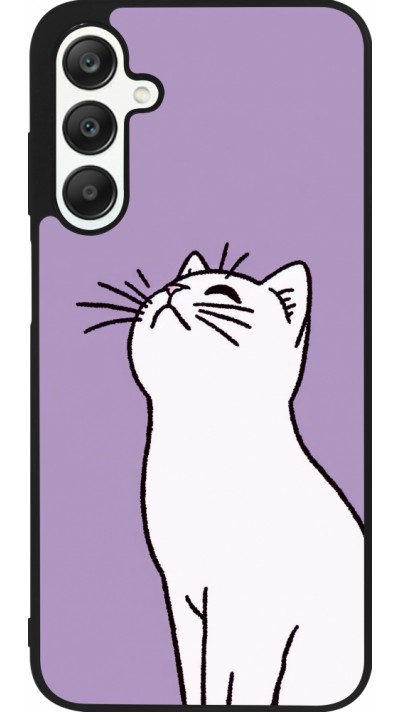 Samsung Galaxy A25 Case Hülle - Silikon schwarz Chat auf lila Hintergrund