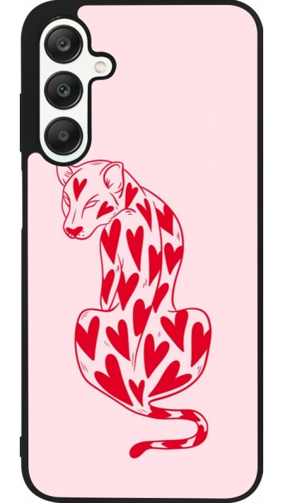 Samsung Galaxy A25 Case Hülle - Silikon schwarz Leopard with hearts 2026