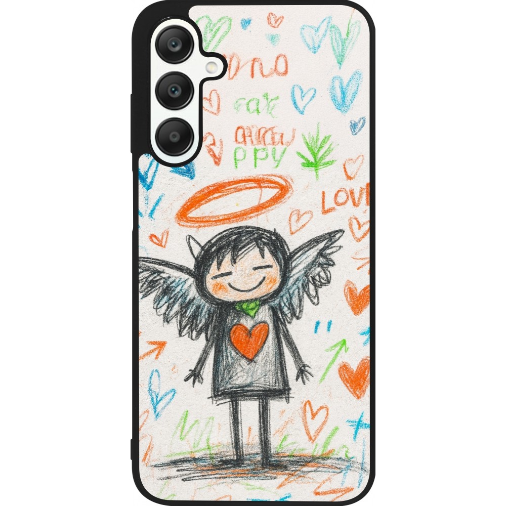 Coque Samsung Galaxy A25 - Silicone rigide noir Little Angel Sketch Love