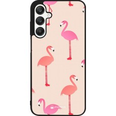 Samsung Galaxy A25 Case Hülle - Silikon schwarz Pink Flamingos Pattern