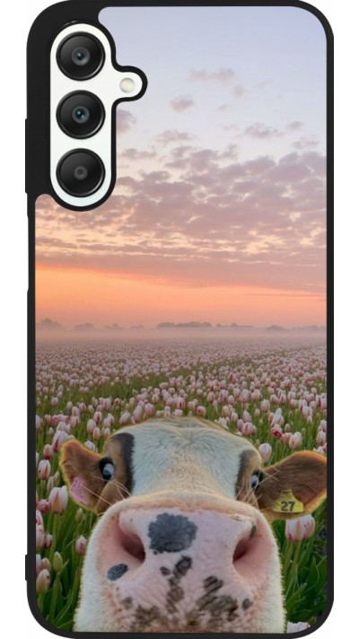 Samsung Galaxy A25 Case Hülle - Silikon schwarz Cow with tulips 2026