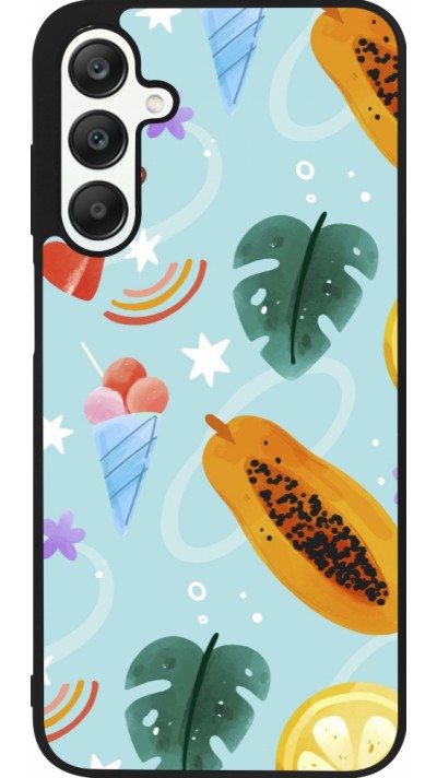 Samsung Galaxy A25 Case Hülle - Silikon schwarz Summer 2025 Pattern papaya