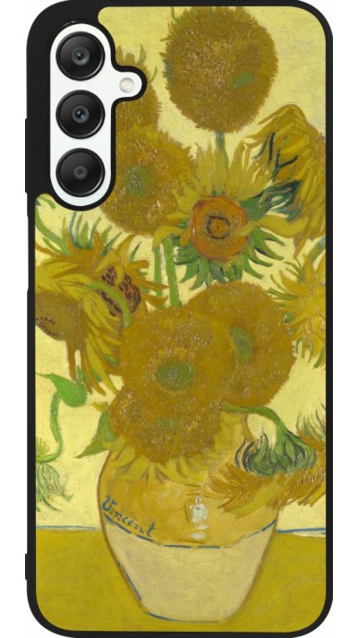 Samsung Galaxy A25 Case Hülle - Silikon schwarz Kunstbild - Sonnenblumen  - Van Gogh