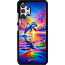 Samsung Galaxy A32 Case Hülle - Glücklicher Regenbogen-Delfin