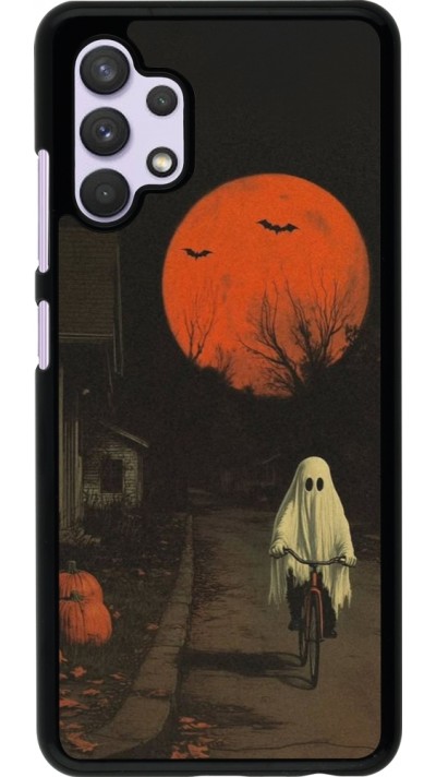 Samsung Galaxy A32 Case Hülle - Halloween 2025 Ghost on a bicycle