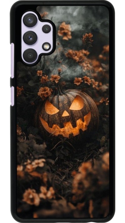 Samsung Galaxy A32 Case Hülle - Halloween 2025 Pumpkin with flowers