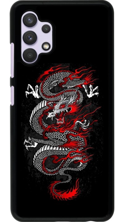Samsung Galaxy A32 Case Hülle - Japanese style Dragon Tattoo Red Black