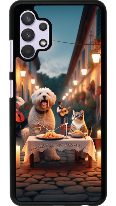 Samsung Galaxy A32 Case Hülle - Valentin 2024 Hund & Katze Kerzenlicht