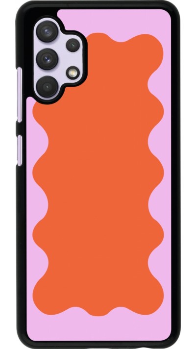 Samsung Galaxy A32 Case Hülle - Wavy Rectangle Orange Pink
